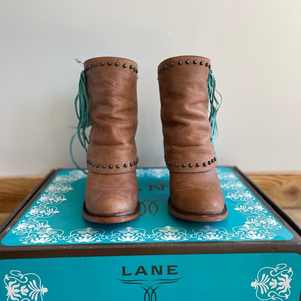 Lane Leather Ankle Boots with Fringe - Picture 5 of 11
